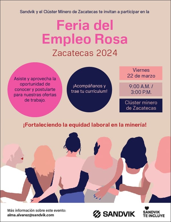 ¡Únete a la Feria del Empleo Rosa Zacatecas 2024 en el prestigioso Clúster Minero de Zacatecas!